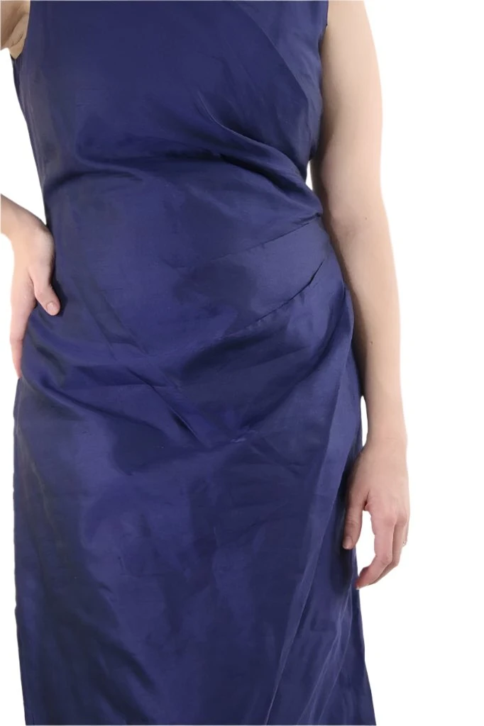 Max Mara Blue Sleeveless V-neck Pleated Dress - Size UK 14 4 Max Mara Blue Sleeveless V-neck Pleated Dress - Size UK 14 - Image 2