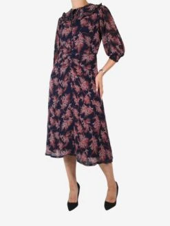 Blue Floral Printed Dress - Size UK 10