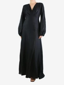 Kalita Black V-neckline Linen Maxi Dress - Size S -The Dress Suite IMG 0021 aaec4f8d a63a 4bab ad9b 4205eb4a142e