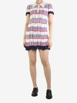 Casablanca Multicoloured Striped Crochet Knit Dress - Size S