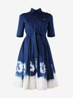 Prada Blue Tie-dye Pleated Midi Dress - Size UK 8 -The Dress Suite IMG 0054 28706085 7299 4895 89d2 714c981667b2