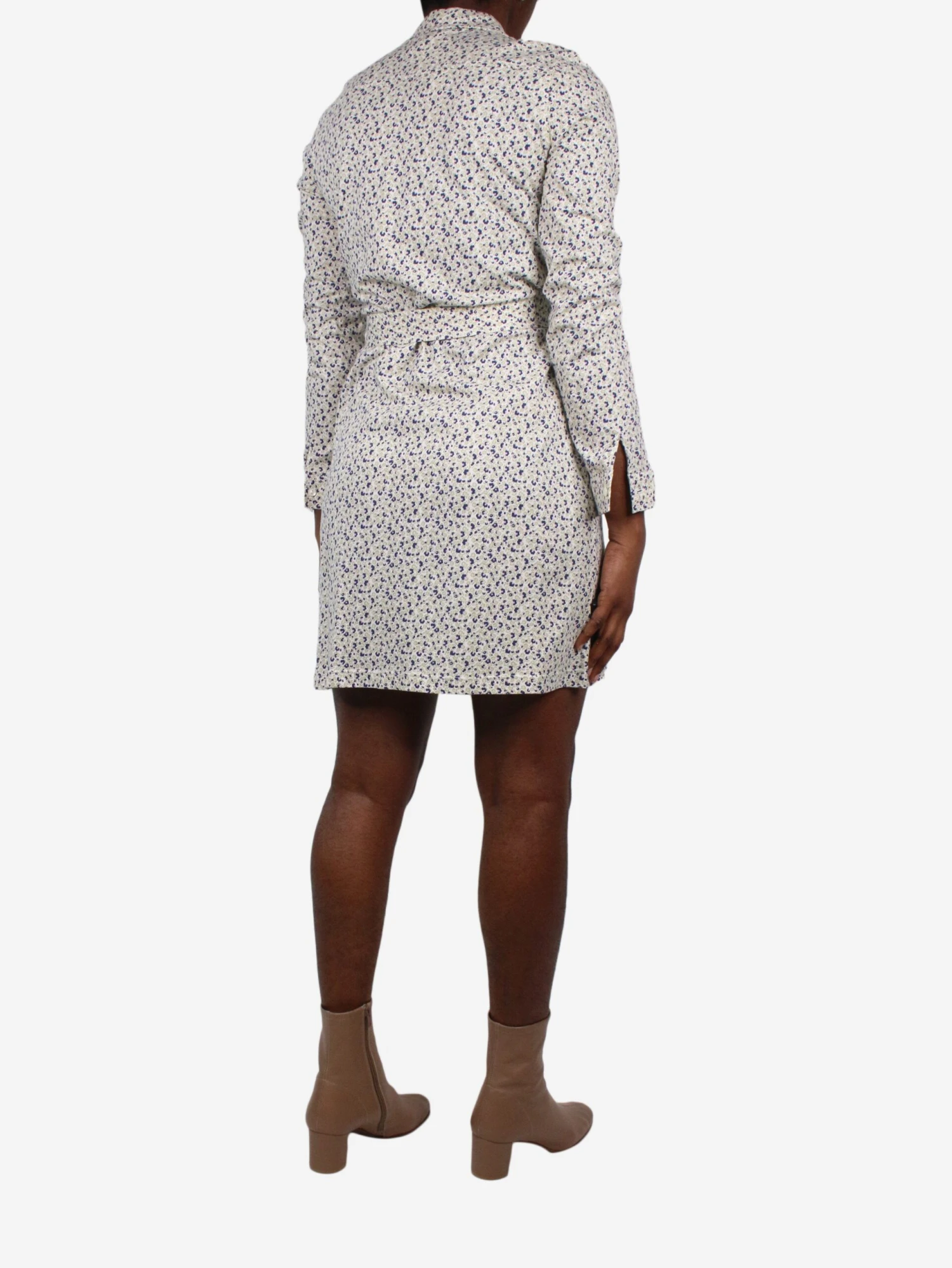 A.P.C. Green Floral Dress With Belt - Size M 4 A.P.C. Green Floral Dress With Belt - Size M - Image 2