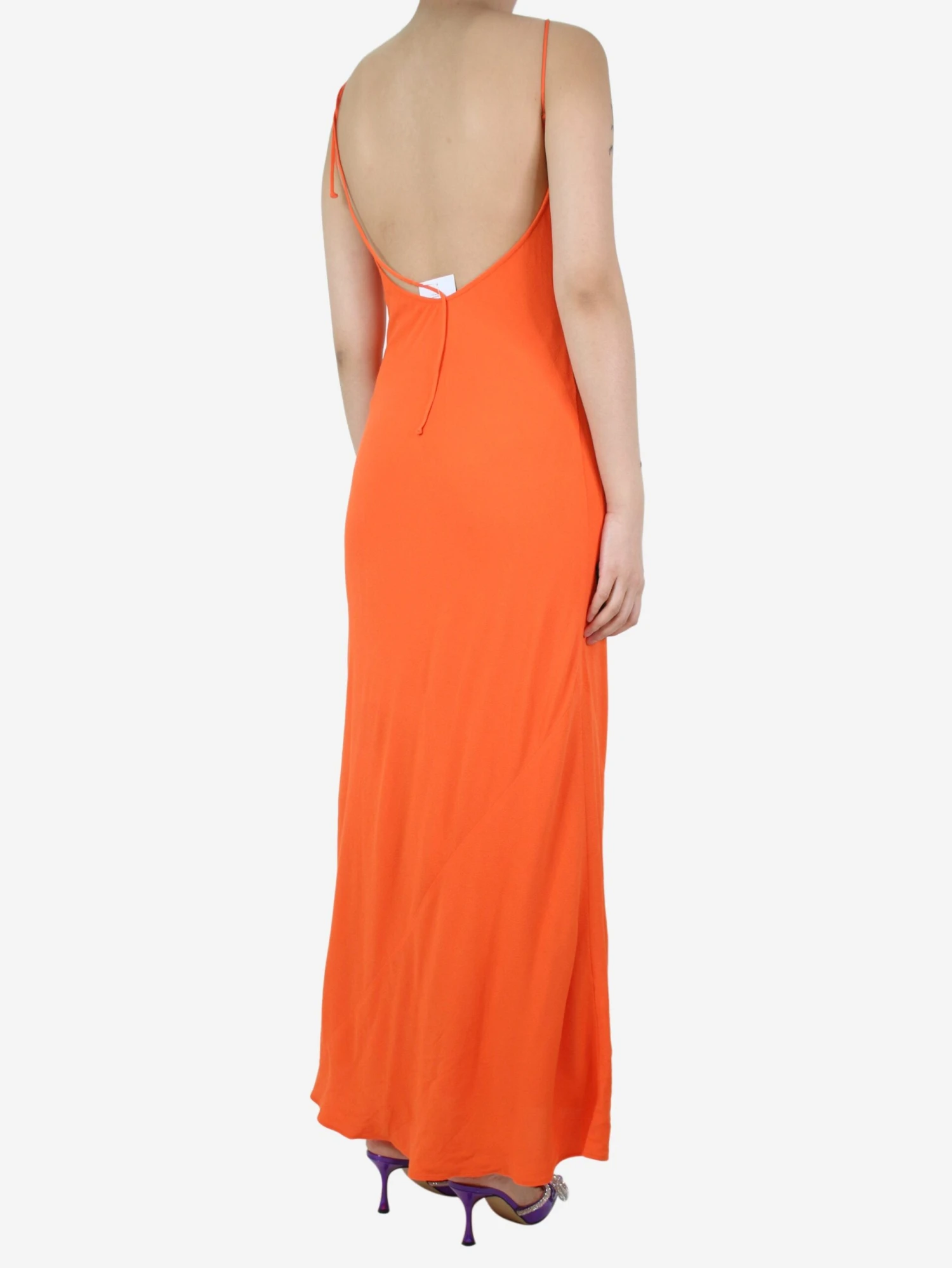 Orange Crepe Midi Dress - Size UK 6 4 Orange Crepe Midi Dress - Size UK 6 - Image 2