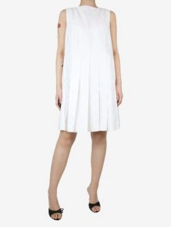 White Sleeveless Pleated Midi Dress - Size UK 8 -The Dress Suite IMG 0170 867f6bde 74d3 4965 a232 051d47f4f831