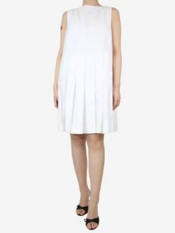 The Dress Suite 27 White Sleeveless Pleated Midi Dress - Size UK 8