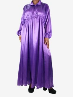 FORTE_FORTE Purple Silk Satin Dress - Size UK 12