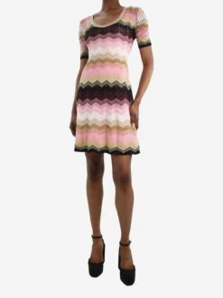 M Missoni Pink Zigzag Pattern Lurex Dress - Size IT 38