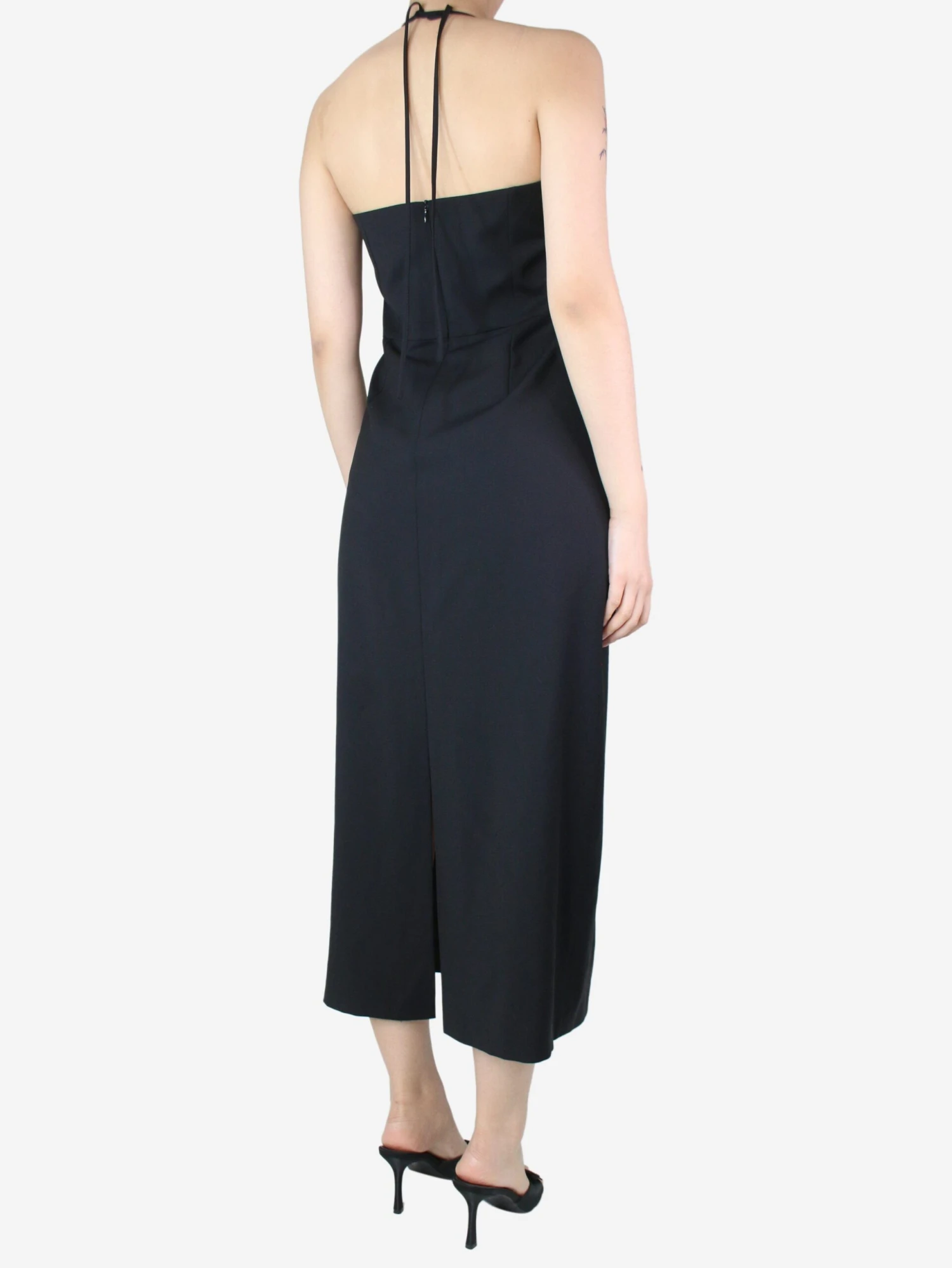 Black Pleated Halterneck Dress - Size UK 10 4 Black Pleated Halterneck Dress - Size UK 10 - Image 2