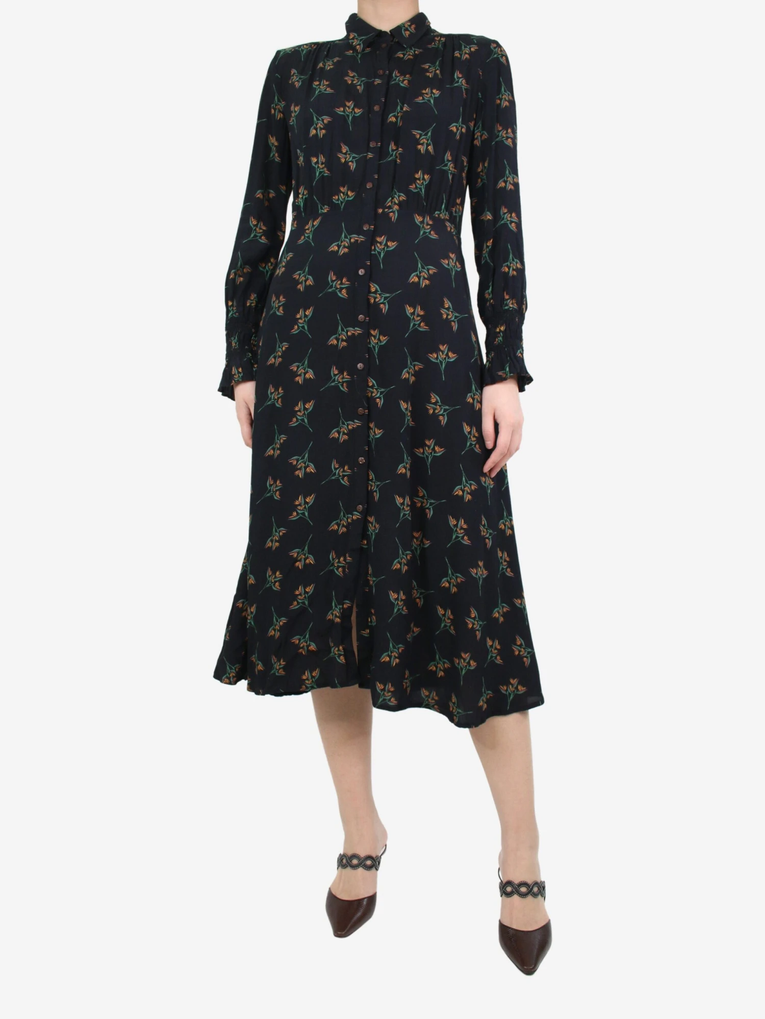 Ba&sh Black Floral Printed Dress - Size UK 12 5 Ba&sh Black Floral Printed Dress - Size UK 12 - Image 3