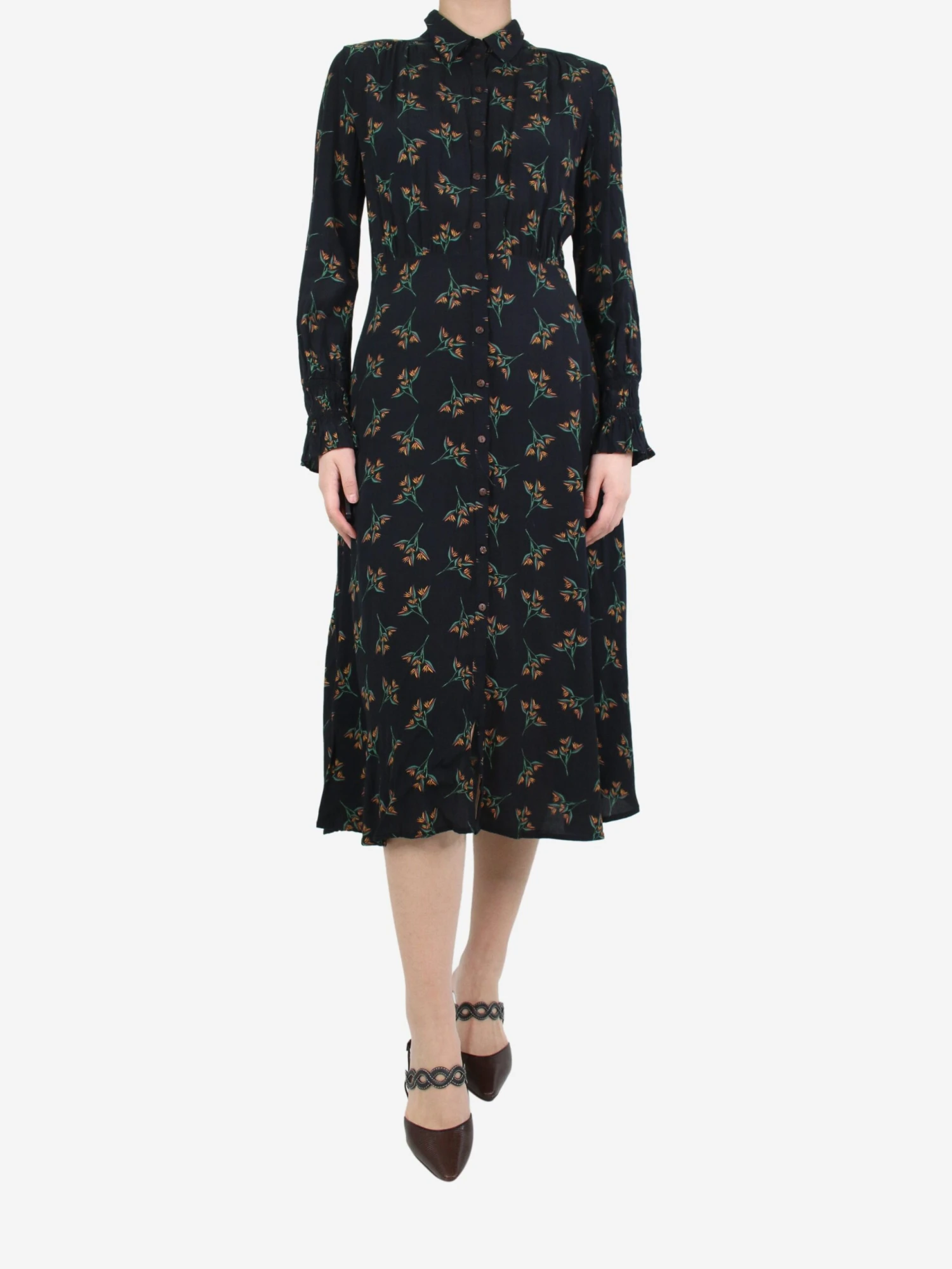 Ba&sh Black Floral Printed Dress - Size UK 12 3 Ba&sh Black Floral Printed Dress - Size UK 12
