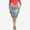 Multicolour Printed Bodycon Silk Midi Dress - Size UK 10 -The Dress Suite IMG 0678 c79f1a3c 718f 4206 8cf6 677486fcb73b