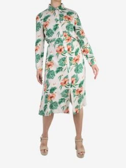 Neutral Floral Button-up Midi Dress - Size US 6 -The Dress Suite IMG 0683 21c7836c 07d8 4754 92cf 7b8f61195368
