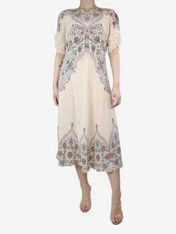 Etro Cream Floral-printed Silk Midi Dress - Size UK 14