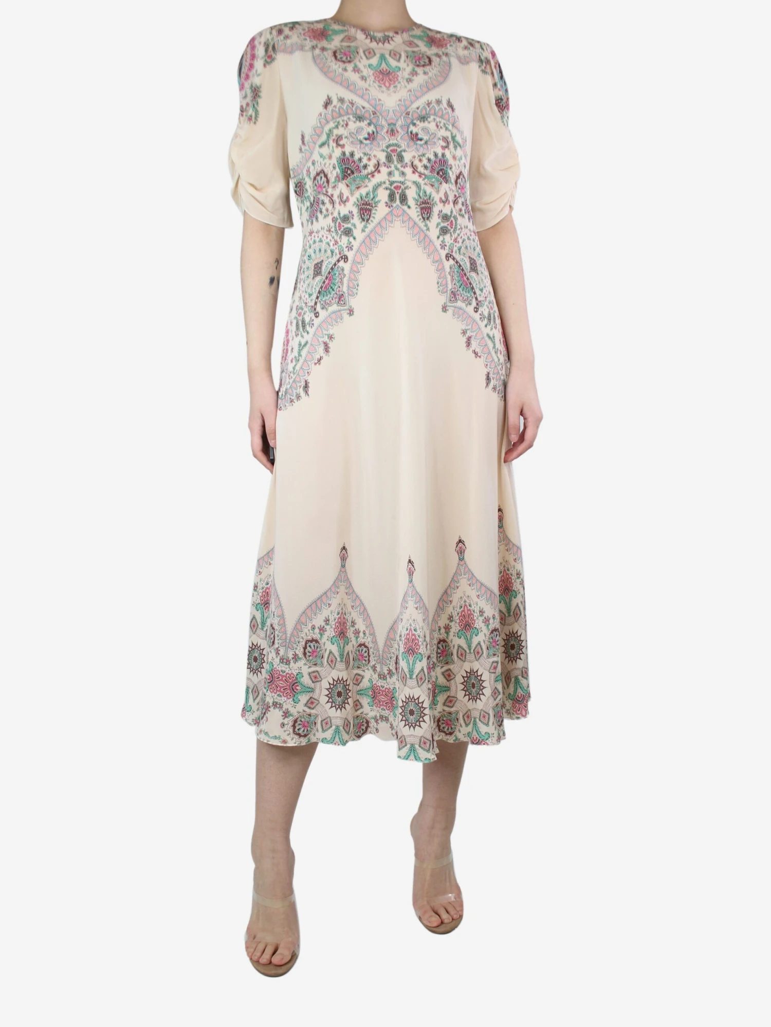 Etro Cream Floral-printed Silk Midi Dress - Size UK 14 5 Etro Cream Floral-printed Silk Midi Dress - Size UK 14 - Image 3