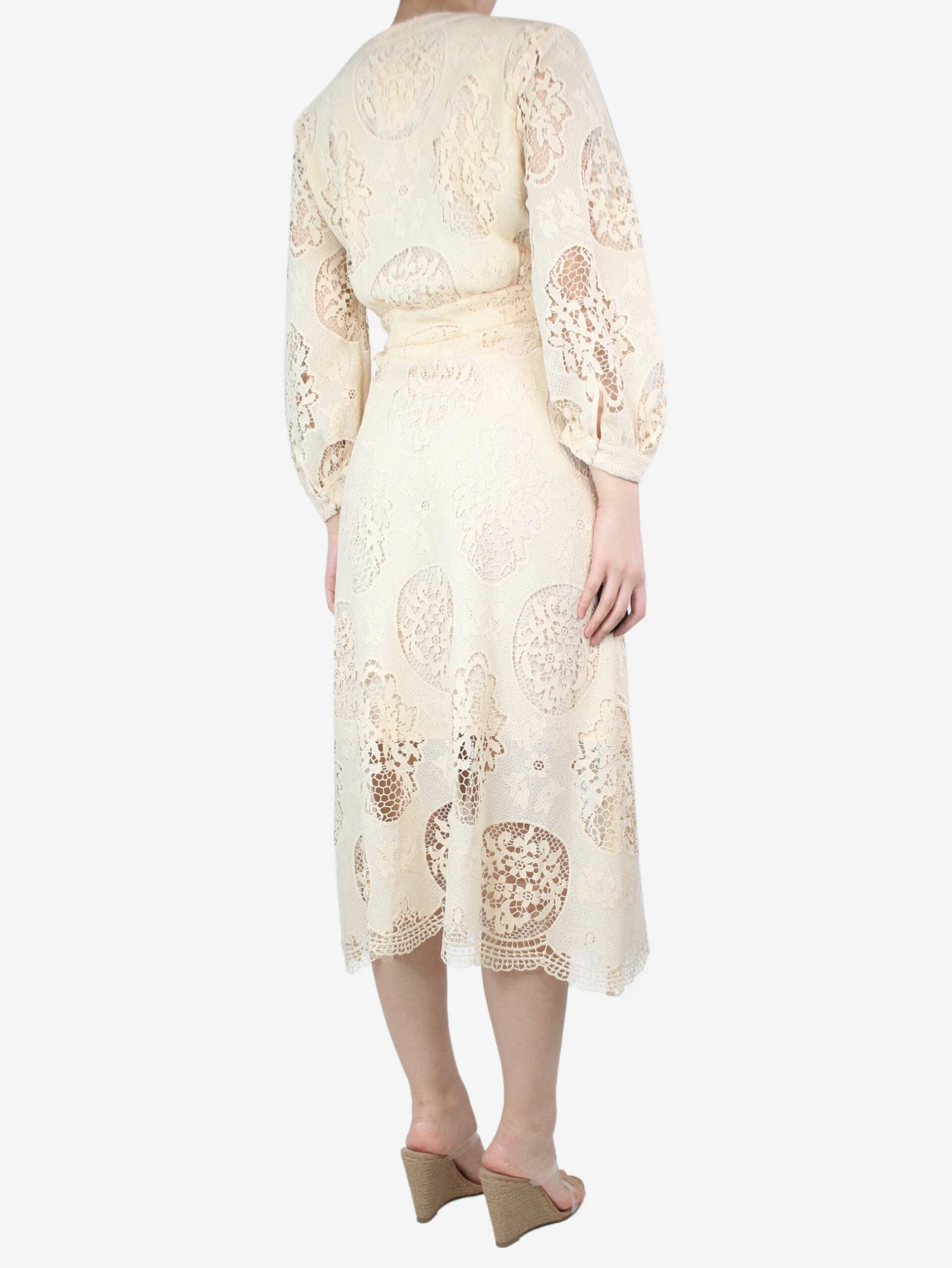 Maje Neutral Lace Midi Dress - Size UK 12 3 Maje Neutral Lace Midi Dress - Size UK 12 - Image 2