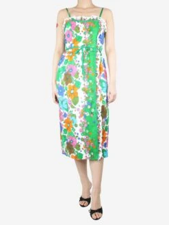 Zimmermann Multicolour Floral Ruffled Midi Dress - Size UK 12