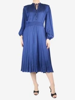 Maje Blue Satin Pleated Midi Dress - Size UK 12 7 Maje Blue Satin Pleated Midi Dress - Size UK 12 -The Dress Suite IMG 0962 7122d6cc c502 4dfd 856f 2c7e91100a4e