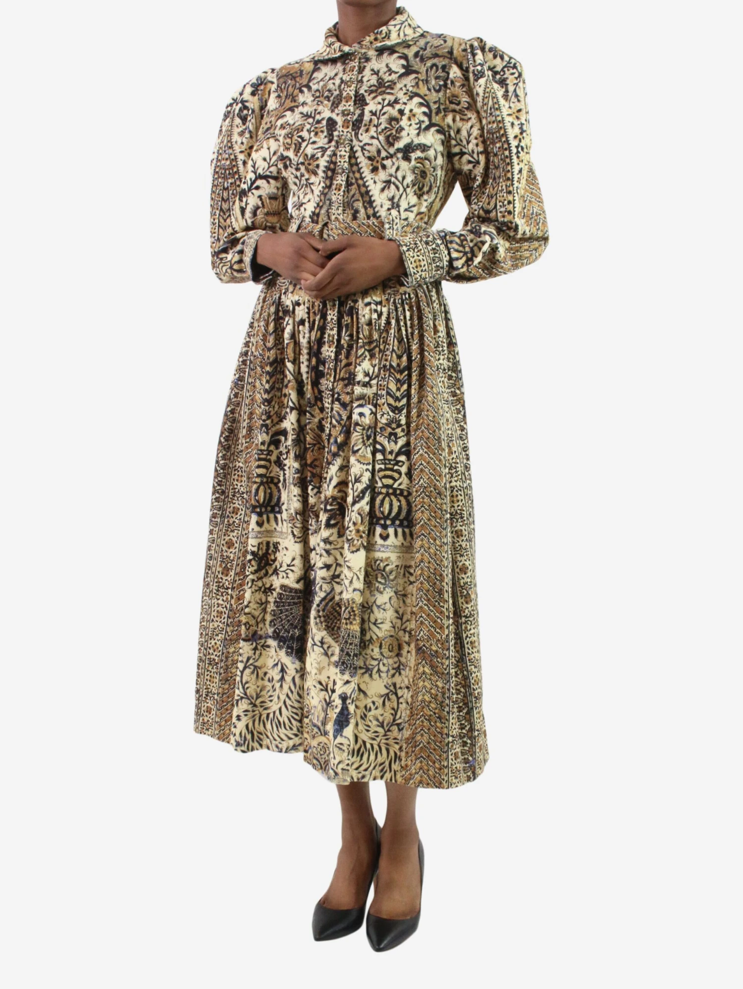 ULLA JOHNSON Yellow Printed Midi Dress - Size US 4 3 ULLA JOHNSON Yellow Printed Midi Dress - Size US 4