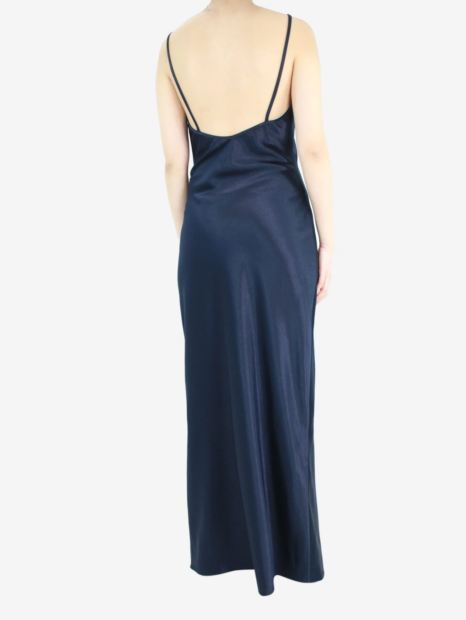 Blue Sleeveless Satin Maxi Dress - Size M 4 Blue Sleeveless Satin Maxi Dress - Size M - Image 2