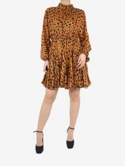 Orange Leopard-print Cotton Mini Dress - Size S