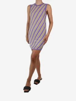 DIANE VON FURSTENBERG Purple Sleeveless Striped Dress - Size S -The Dress Suite IMG 3167 408db621 ac18 4399 8127 99454a1f1611