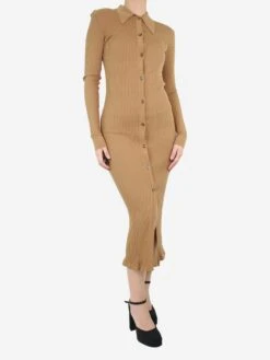 Camel Ribbed Collar Knit Dress - Size UK 12 -The Dress Suite IMG 3281 b225e228 3de3 4ce4 950e 07f8b0860363