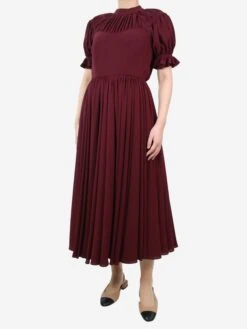 Burgundy Short-sleeved Gathered Midi Dress - Size UK 10 7 Burgundy Short-sleeved Gathered Midi Dress - Size UK 10 -The Dress Suite IMG 4169 5cf37220 0b05 49f2 b8fe ab8efb3ed164