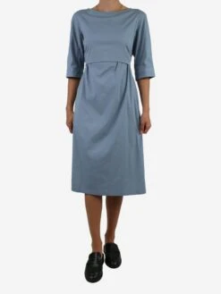 Blue Crewneck Midi Dress - Size UK 10 -The Dress Suite IMG 4548 bfa791ff 6766 4020 a649 178ad063f8b7