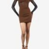 Mugler Brown Sheer High-neck Dress - Size UK 4 -The Dress Suite IMG 4750 ef7dbf56 04a6 4d6f 83d0 2871b2583453