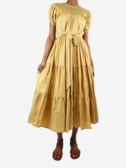 Flax Yellow Smocked Tiered Dress - Size XS -The Dress Suite IMG 4771