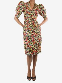 Ganni Multi Puff-sleeved Floral-printed Midi Dress - Size UK 6 -The Dress Suite IMG 4791 e36efddc 9d31 448c 9ecb 0d1d4b1fb9fe