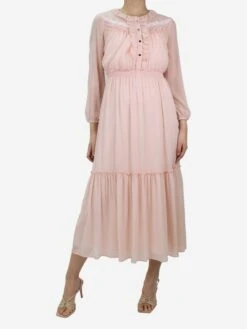 CLAUDIE PIERLOT Pink Ruffled Midi Dress - Size FR 36 -The Dress Suite IMG 4808 d28ba7b9 0301 4ead 8337 72c213dd3575