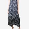 Navy Blue Silk Sleeveless Floral Dress - Size M -The Dress Suite IMG 5100 3b8f167d baa5 4d04 b0ec 9d323fbbda6e