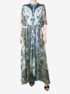 Etro Green Floral Printed Dress - Size UK 8