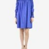 Maje Blue Off The Shoulder Shirred Mini Dress - Size UK 10