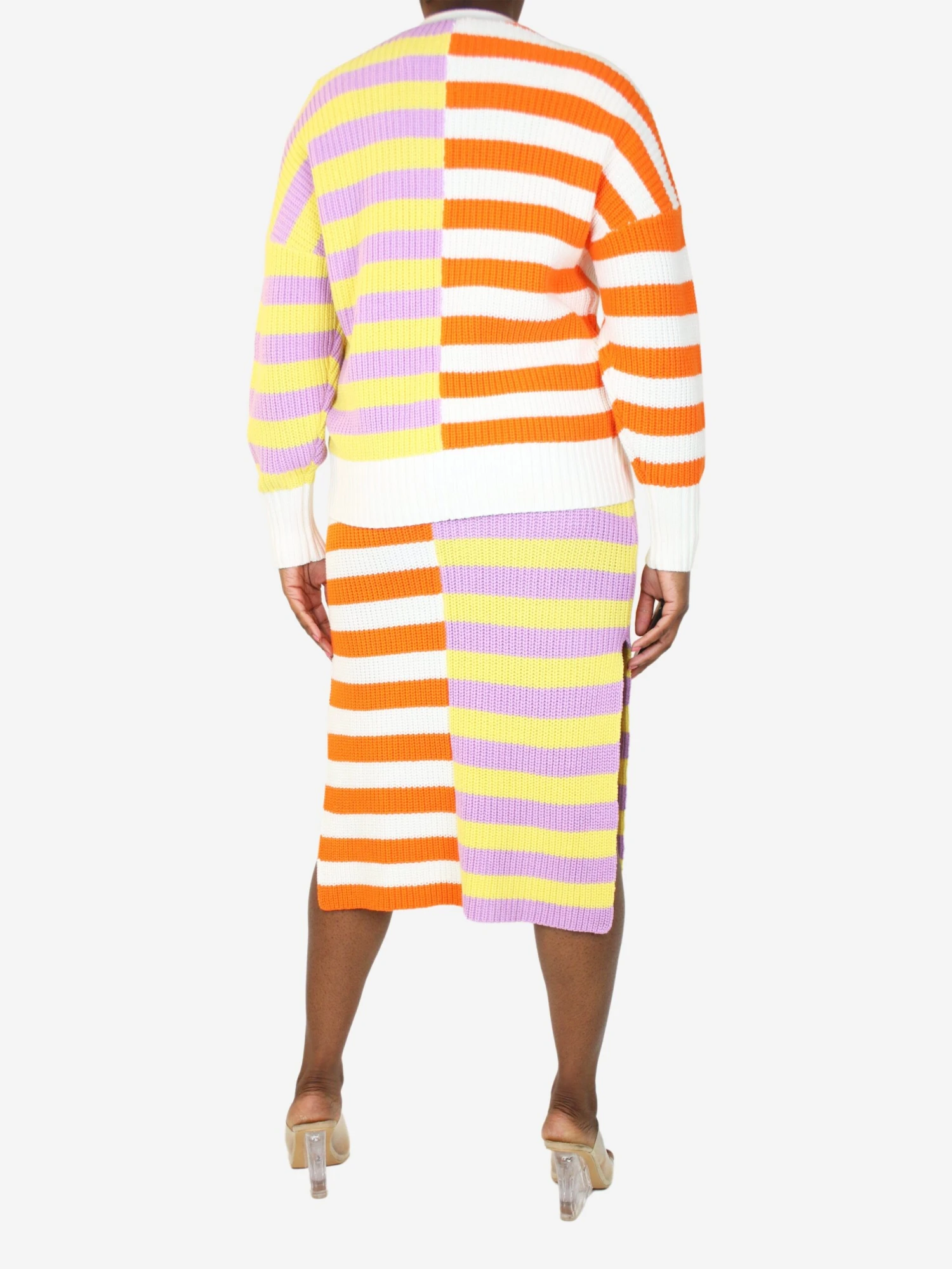 Staud Multicolour Two-tone Striped Cardigan And Knit Dress Set - Size M 4 Staud Multicolour Two-tone Striped Cardigan And Knit Dress Set - Size M - Image 2