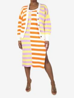 Staud Multicolour Two-tone Striped Cardigan And Knit Dress Set - Size M 9 Staud Multicolour Two-tone Striped Cardigan And Knit Dress Set - Size M -The Dress Suite IMG 5245