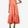 ULLA JOHNSON Orange Sleeveless Printed Ruffle Midi Dress - Size US 2 -The Dress Suite IMG 5616 8b5edd85 3646 403b 81a9 d415bf733ecf