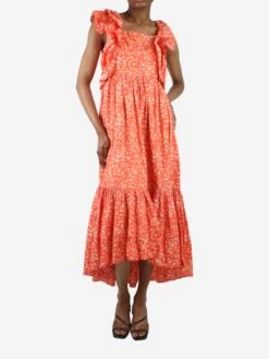 ULLA JOHNSON Orange Sleeveless Printed Ruffle Midi Dress - Size US 2 7 ULLA JOHNSON Orange Sleeveless Printed Ruffle Midi Dress - Size US 2 -The Dress Suite IMG 5617 c3c2a757 195a 4638 a9be 37e560e87568
