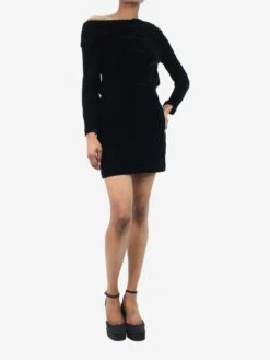 THEORY Black Off-shoulder Velvet Mini Dress - Size UK 4 -The Dress Suite IMG 5708 74e53a42 6167 43ea be79 11c84688558f