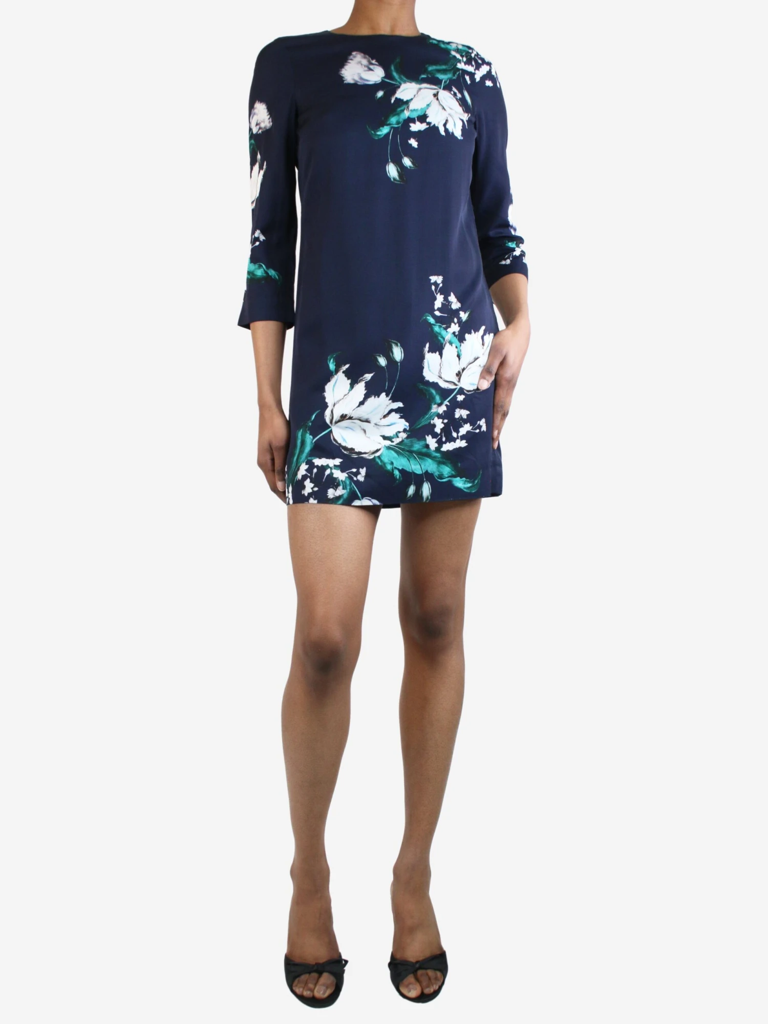 Erdem Navy Silk Floral Print Dress - Size UK 6 3 Erdem Navy Silk Floral Print Dress - Size UK 6
