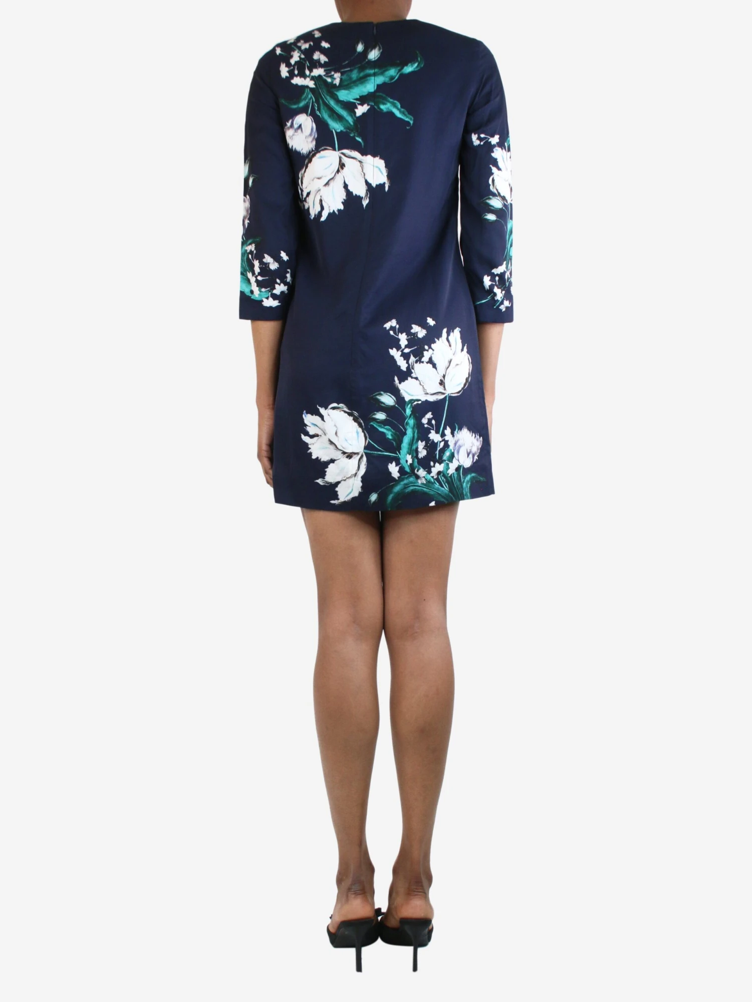 Erdem Navy Silk Floral Print Dress - Size UK 6 4 Erdem Navy Silk Floral Print Dress - Size UK 6 - Image 2