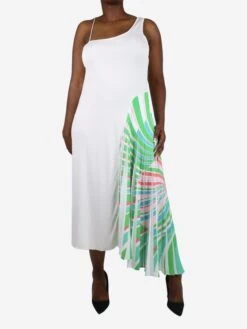 Emilio Pucci White Asymmetric Strap Pleated Midi Dress - Size UK 16 7 Emilio Pucci White Asymmetric Strap Pleated Midi Dress - Size UK 16 -The Dress Suite IMG 5894 4e69a359 1042 4954 84dc c2117e51d0ec