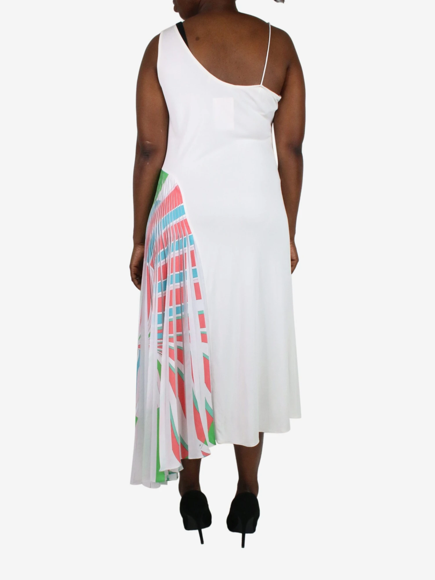 Emilio Pucci White Asymmetric Strap Pleated Midi Dress - Size UK 16 4 Emilio Pucci White Asymmetric Strap Pleated Midi Dress - Size UK 16 - Image 2