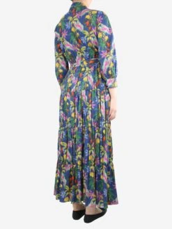 Dark Blue Belted Floral Printed Dress - Size UK 10 -The Dress Suite IMG 6062