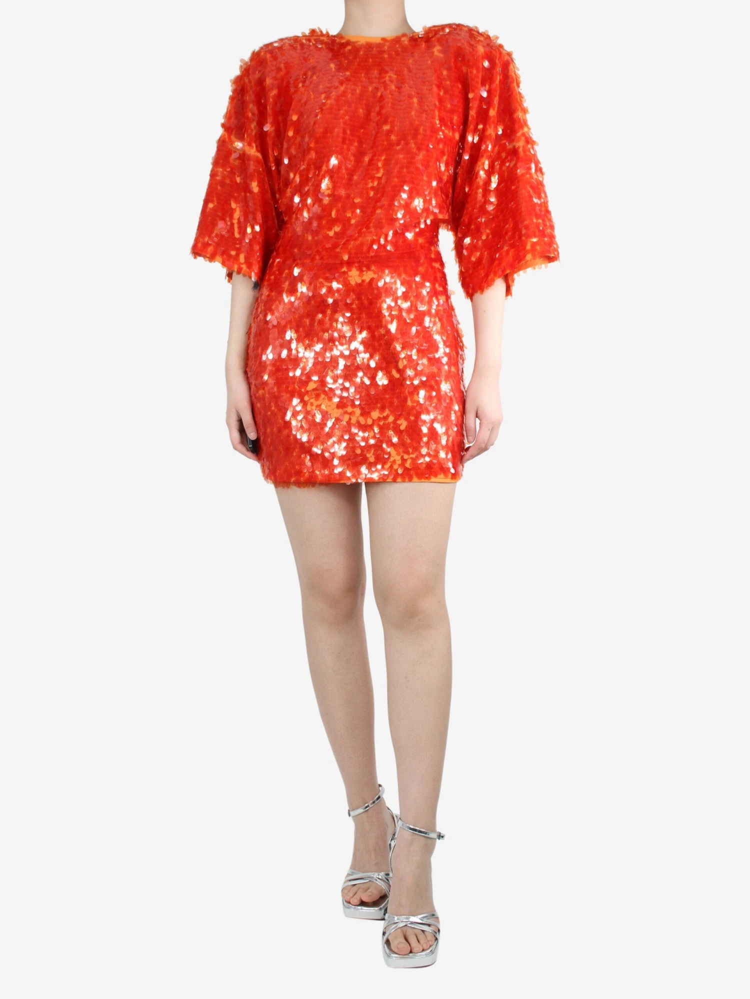 Orange Open-back Sequin Mini Dress - Size UK 12 3 Orange Open-back Sequin Mini Dress - Size UK 12
