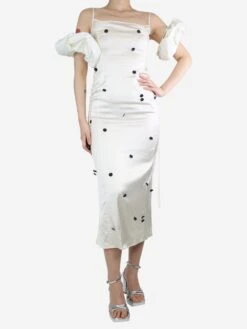 Jacquemus Cream Puff-sleeved Midi Dress - Size UK 8