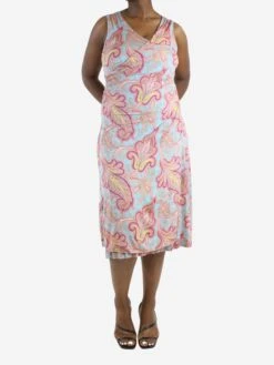 Etro Blue Sleeveless Printed Dress - Size IT 46