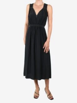 FORTE_FORTE Black Sleeveless V-neck Midi Dress - Size UK 6
