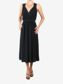 FORTE_FORTE Black Sleeveless V-neck Midi Dress - Size UK 6 -The Dress Suite IMG 6281 9cc6f893 1e3e 4997 9add 25a32f05875a